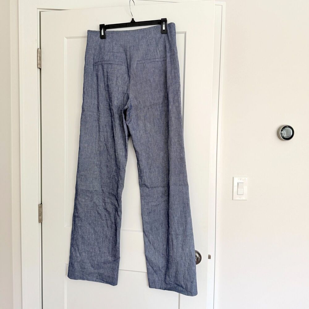 Veronica Beard Jude Linen Wide Leg Pants Blue Melange Size 10 New - Picture 6 of 9